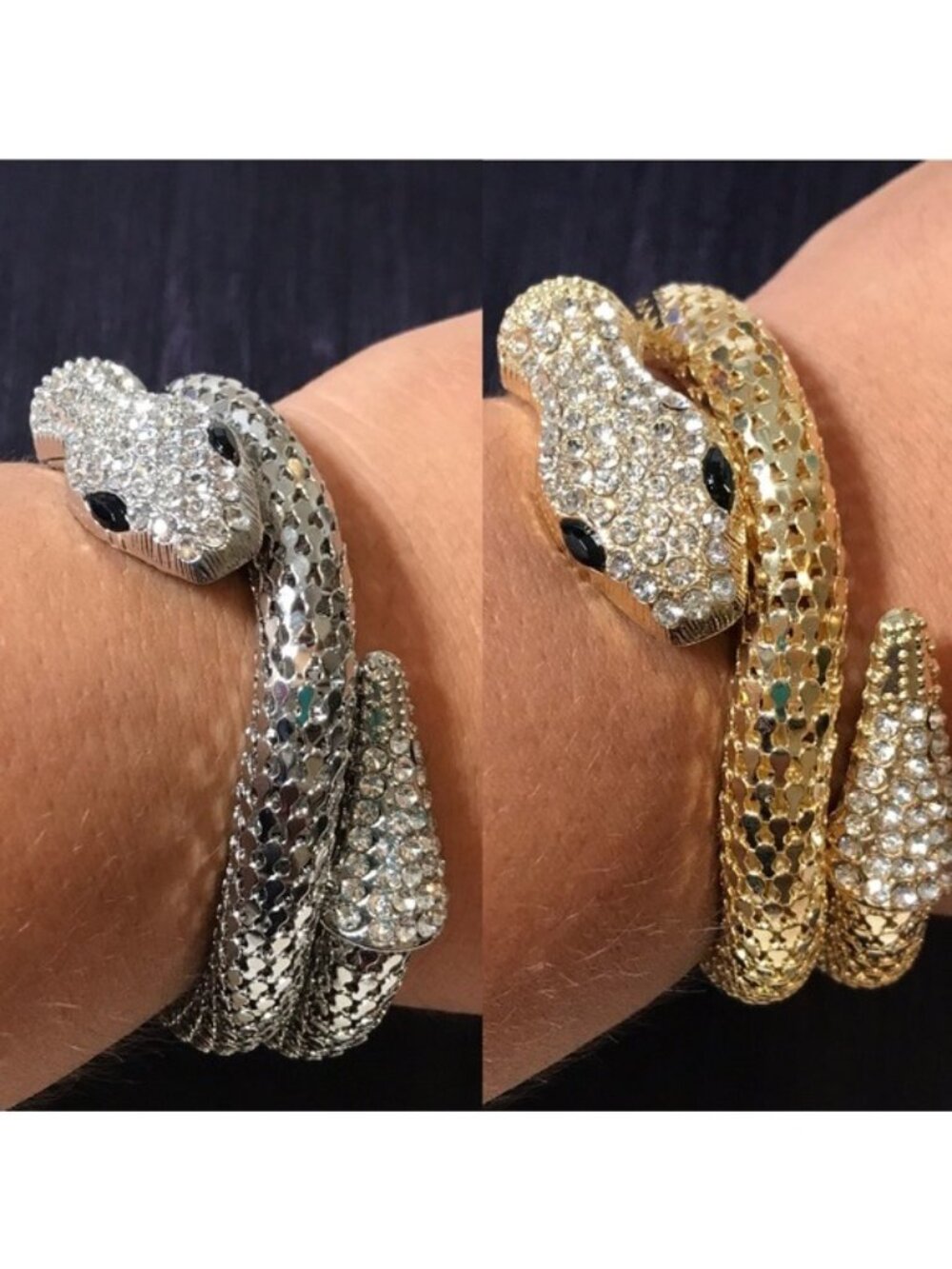 Egyptian snake wrap bracelet w/ rhinestone